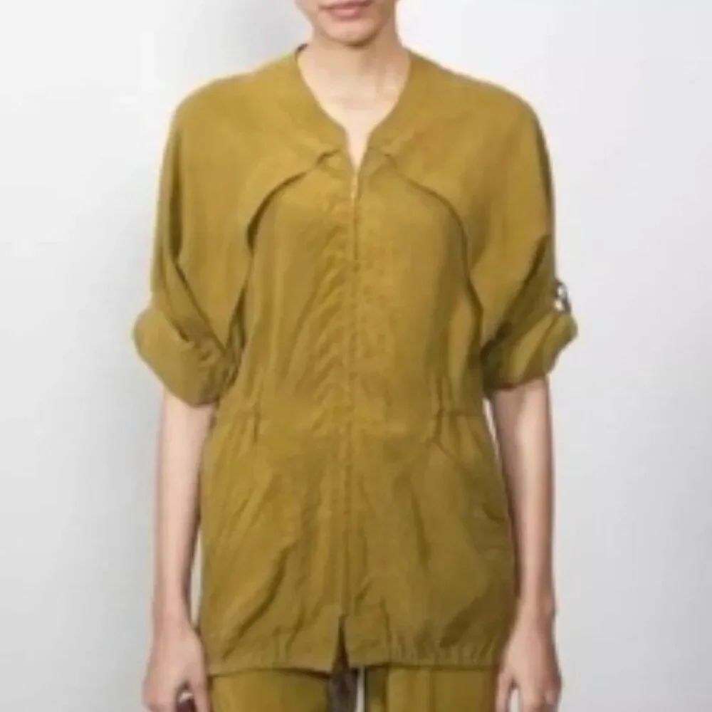 HYDEN YOO silk lightweight zip green jacket  in Size 4